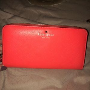 Bright coral Kate spade wallet